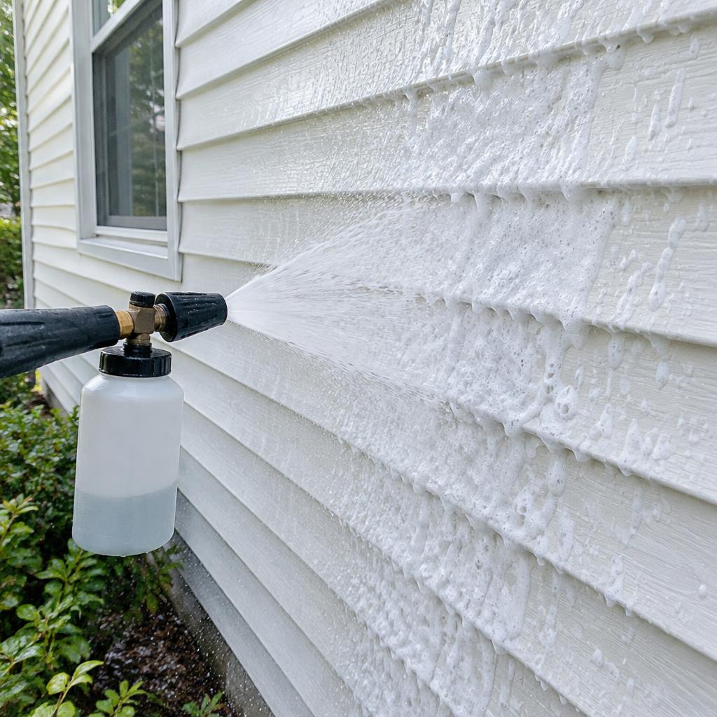 Vinyl siding after cleaning
